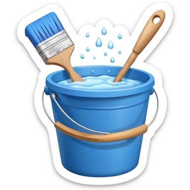 Bucket and brush for cleaning sticker