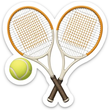 2 White Tennis rackets with beige tennis ball aesthetic  sticker