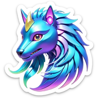  Epic legendary rare glowing mechanical Shiny sparkly transparent bioluminescent luminescent vibrant bright pastel dark exotic iridescent colorful gradients futuristic modern metallic glossy glittery fantasy-cyber-Fakémon-Vernid-creature sticker