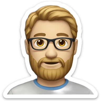 man with light brown hair blue eyes beard and glasses sticker
