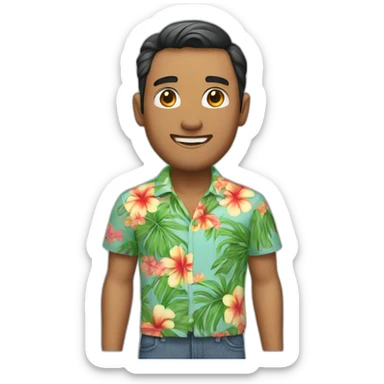 A man with a Hawaiian shirt sticker