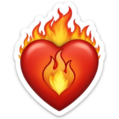 Black and red heart on fire sticker