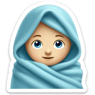 a little newborn baby  wrapped in blue blanket, blue eyes  sticker