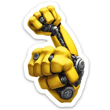 Flexing yellow mechanical cyborg bicep and arm sticker