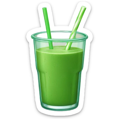 Green smoothie with one glass straw sticker