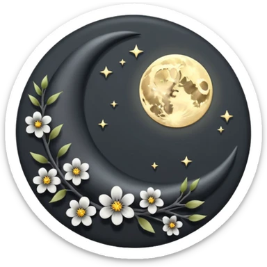 anthracite-colored New Moon with anthracite blossom sticker