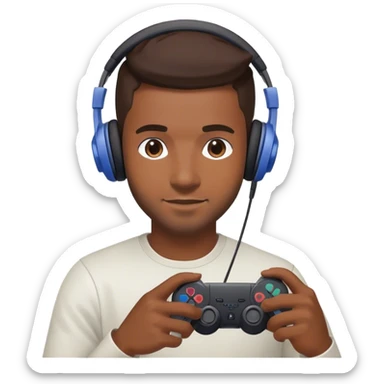 Muchacho guapo con audífonos jugando playstation sticker