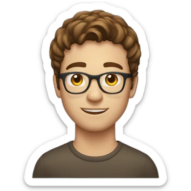 eyeglass brown haired 20 year old guy with a computer sticker