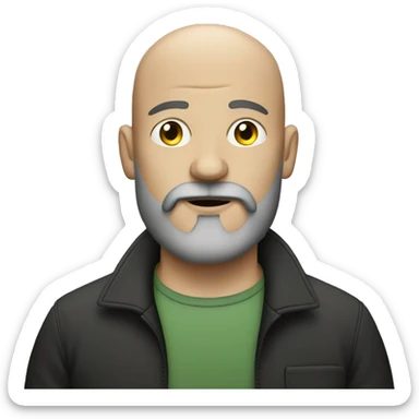 bald man with beard smoking sticker