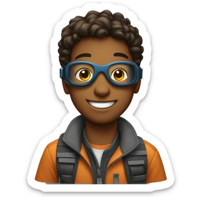 smiling boy with goggles outdoors sticker