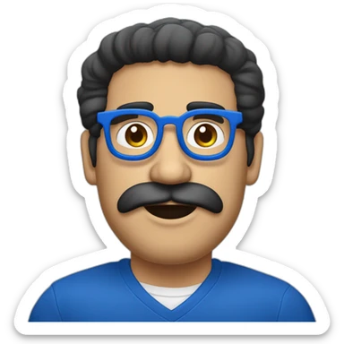 Hombre maduro, rubio canoso  con lentes azules redondos, con barba cana sticker