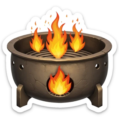 can you make a really medieval looking spiritual metal fire basin with a fire coming out of the top sticker