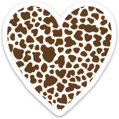 cow print heart sticker