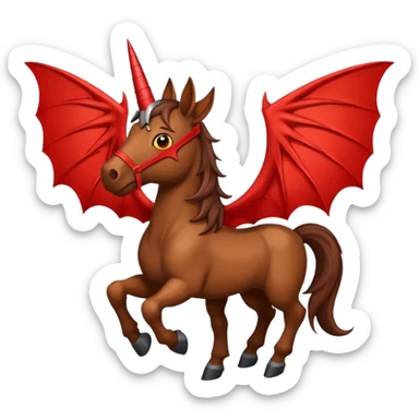 horse with horns and red bat wings sticker