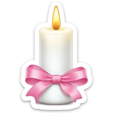 Christmas white  candle with bright baby pink ribbon around it sticker