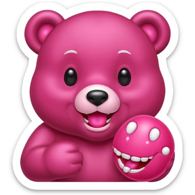 Gloomybear red bubblegum in mouth sticker