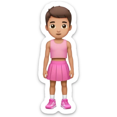 boy wearing pink crop top and skirt sticker