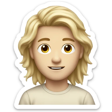 white german teen male with long messy blond hair and beige long sleeved short sticker