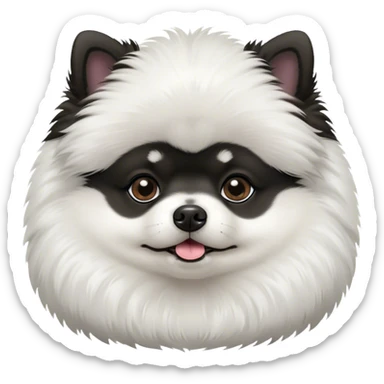 Small black and white Pomeranian very obese  sticker