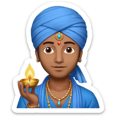 diwali man with blue turban and diwali sticker
