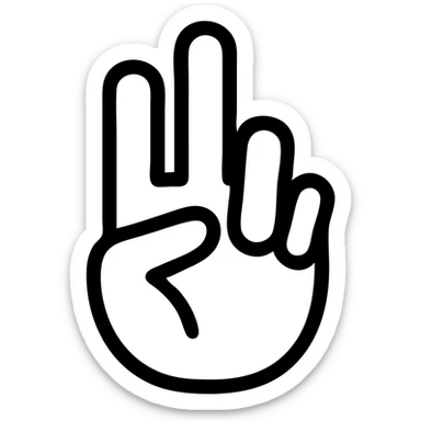 hand with thumb, index, and middle fingers raised, other fingers closed, clear gesture, neutral color, icon style sticker