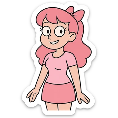 pink girly girl with minimal shading and modern look in flat toon style sticker