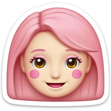 Smiling pink blush sticker