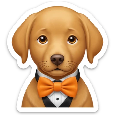 Labrador with orange bow tie, portrait sticker