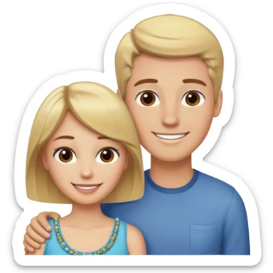 create couple emojis, tall blonde beaded guy, and short brown hair hazel eyed girl sticker