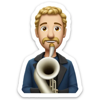 Bold man play midwinter horn sticker