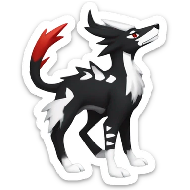Black Cool Edgy Sergal-Houndoom-Fakémon  with White and Red Edgy markings sticker