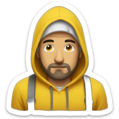 Armenian men  with yellow hoodie with sleepy face sticker
