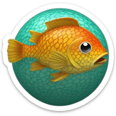 3d sphere with a cartoon Tropical Fish skin texture sticker