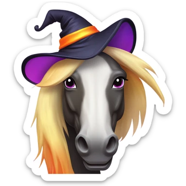 Lisa frank Halloween horse with witch hat sticker