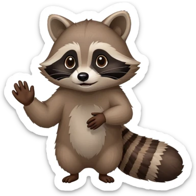 raccoon forearm and hand reaching out, back of hand visible, grabbing pose, no body sticker