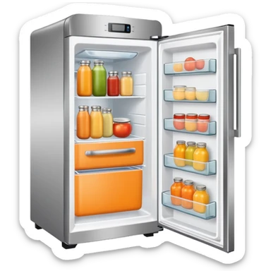 Hi refrigerator ! 
light orange color 
size: 512*512 
inside: full of ingridents sticker