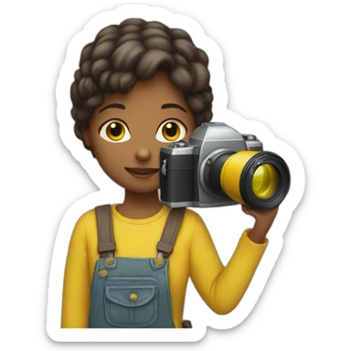 girl holding a yellow camera in her hands sticker