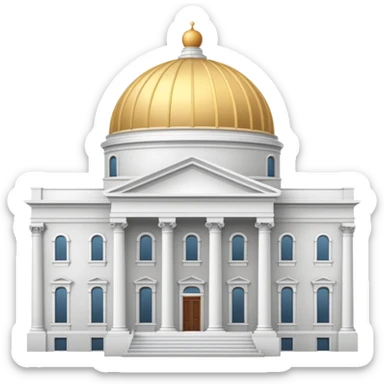 domed neoclassical building with portico and columns, emphasis on dome and classical architecture, Apple emoji style buildings, smooth shading, no text sticker