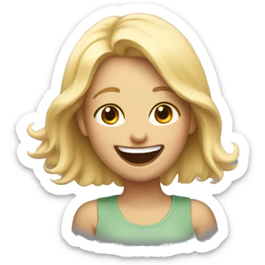Blonde emoji girl laughing sticker
