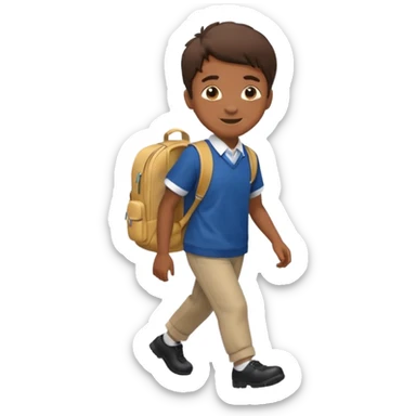 Boy walking to  in  uniform and backpack, full body sticker