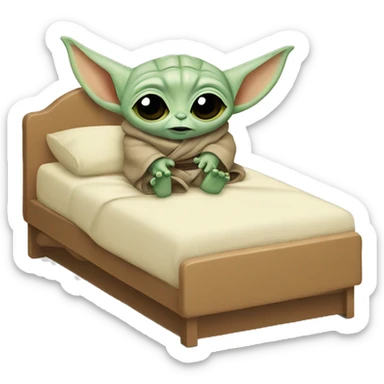 Baby yoda in bed sticker