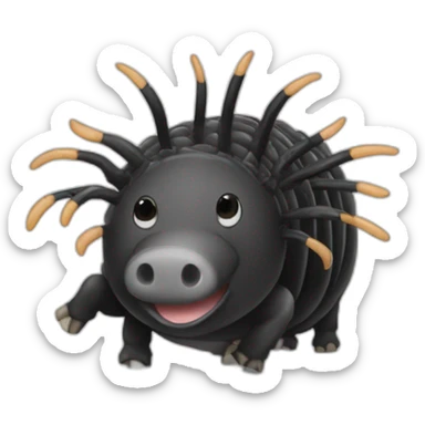 Black pig armadillo cow centipede insect with white back sticker