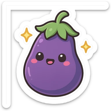 Sparkling Q-version sticker eggplant, cute and exaggerated sticker