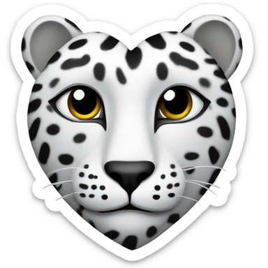 heart with snow leopard pattern  sticker
