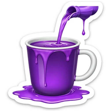 A cup of purple liquid spilling out of it sticker