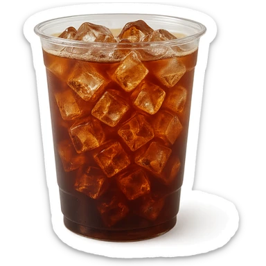 see-through cup of coffee with ice showing frozen coffee inside sticker