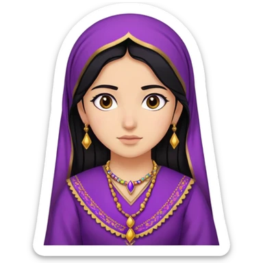 black haired girl with purple kurdish traditional clothes  sticker
