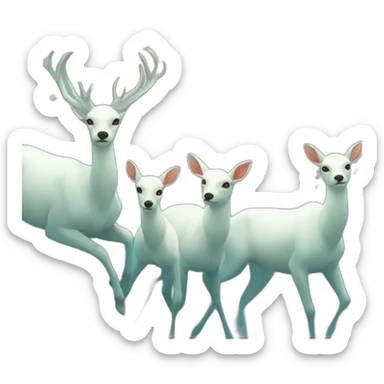 The white deer group swimming in the morning sticker
