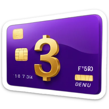 Dark Purple Credit card with huge golden euro sign sticker