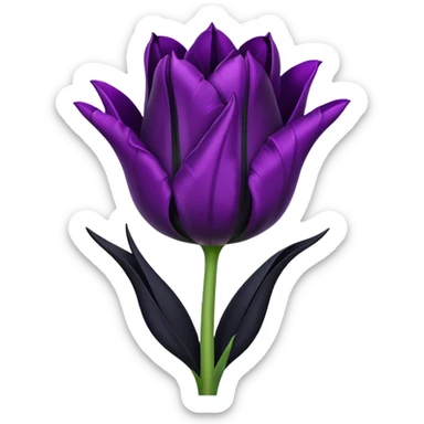 single goth tulip with black petals with purple tips sticker